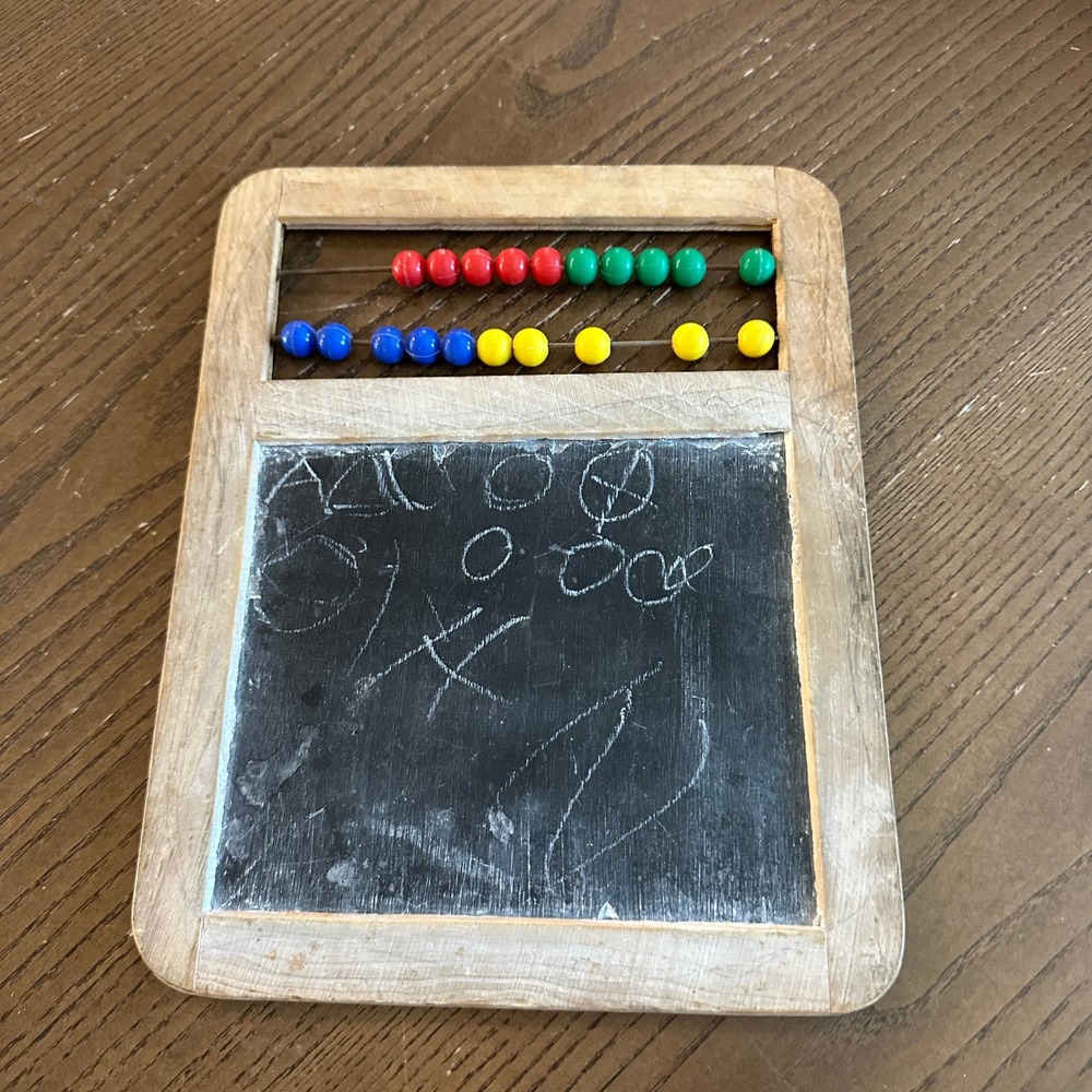 Vintage Rose Art Industries Wooden Abacus Chalkboard Made in Portugal Toy